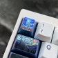1U Ice Crystal Anodizing Color Ti-alloy Artisan Keycaps Precision Pointillism for Mechanical Keyboard -Starry Night Cat